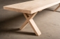 Preview: Solid Hardwood Oak rustic Kitchen bench 40mm unreated with small X chair legs